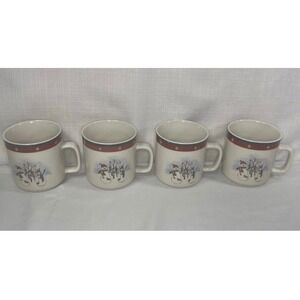 Royal Seasons Stoneware Snowman Coffee Mugs Set of 4 Holiday Winter Christmas